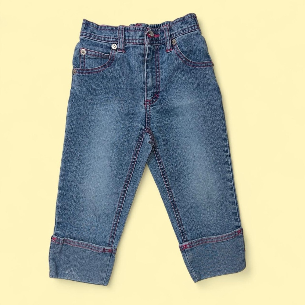 Mudd Kids Blue Jeans with pink Stitching